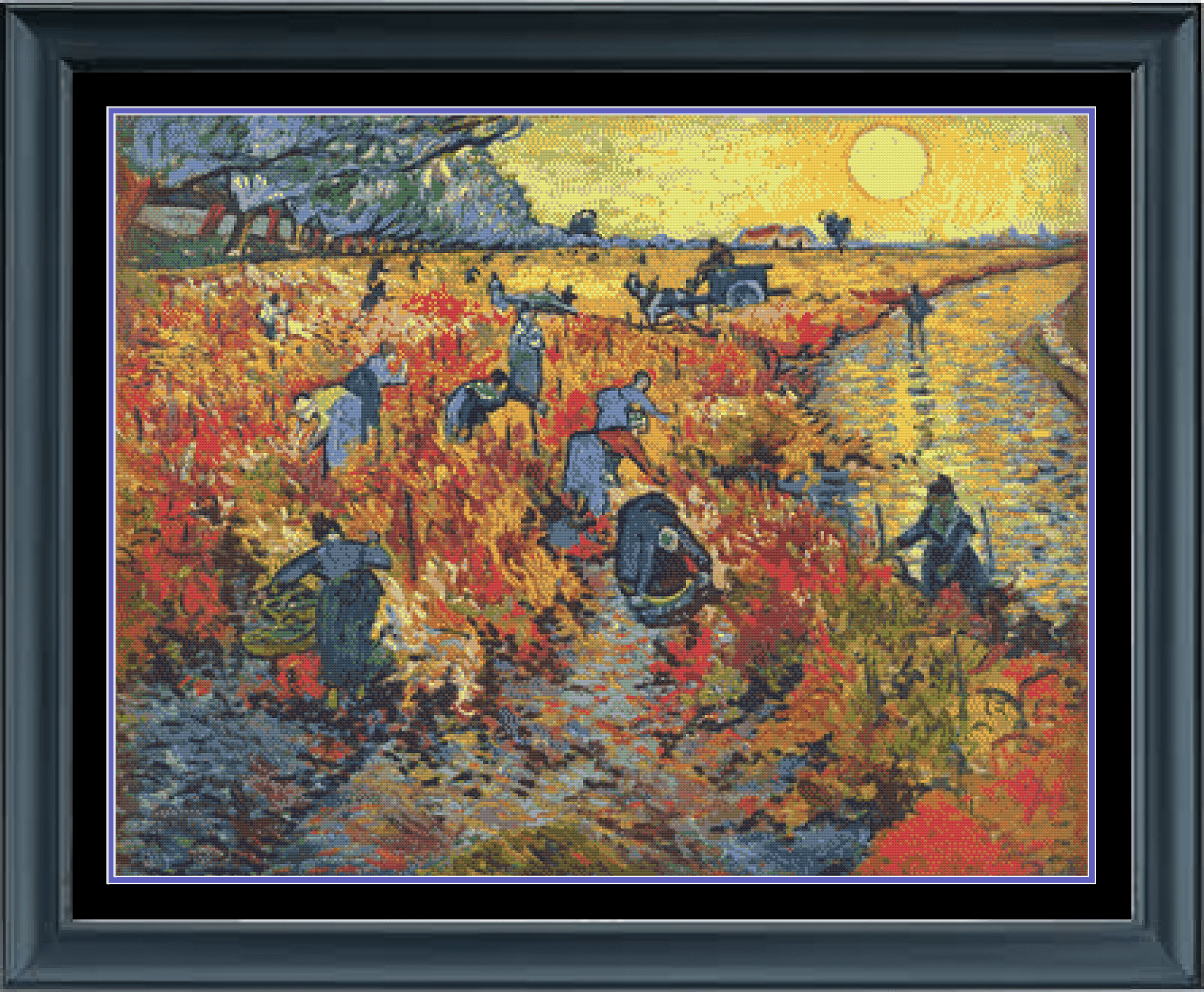 Stitching Jules Design Cross Stitch Pattern Van Gogh Red Vineyard Famous Art Cross Stitch Embroidery Needlepoint Pattern PDF Download - Ready For Pattern Keeper